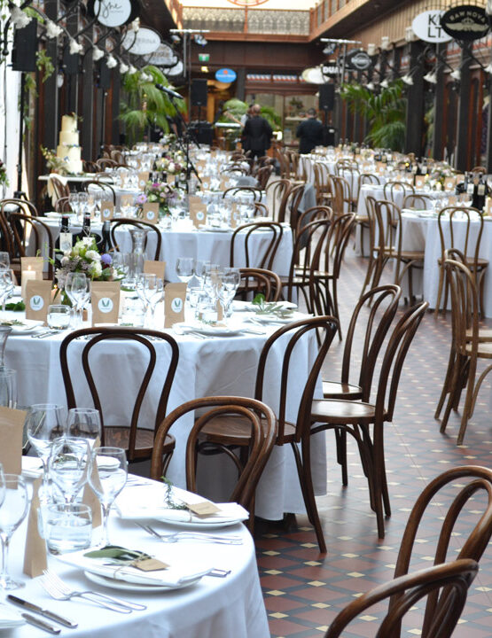 The Atrium Wedding Table Setting - The Tannery Wedding Venues Christchurch